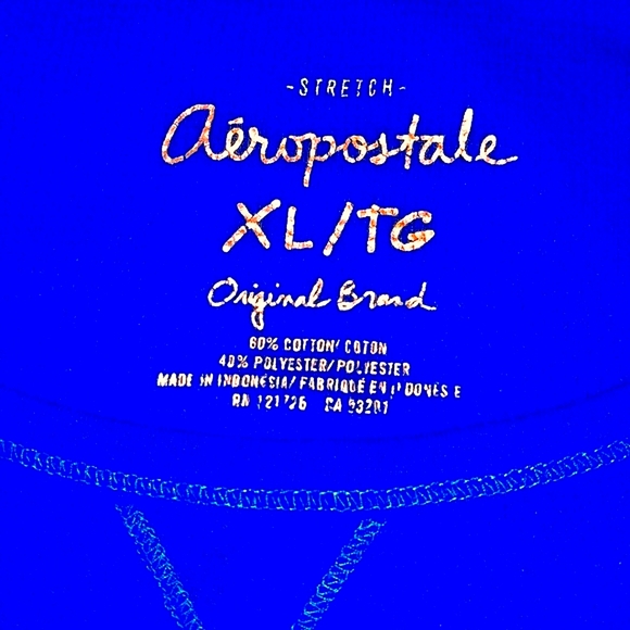 Aeropostale Henley Sweater w/ Aero Logo in Black Sequins in Royal Blue Size XL - Picture 4 of 8